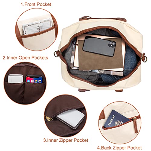 Weekender Bag for Women Canvas Overnight Bag Large Travel Bags for Women Carry on Shoulder Duffle Bag With Shoe Compartment,Perfect for Travel/Daily Use/Birthday Gift (Beige) Weekender Bag for Women Canvas Overnight Bag Large Travel Bags for Women Carry on Shoulder Duffle Bag With Shoe Compartment,Perfect for Travel/Daily Use/Birthday Gift (Beige)